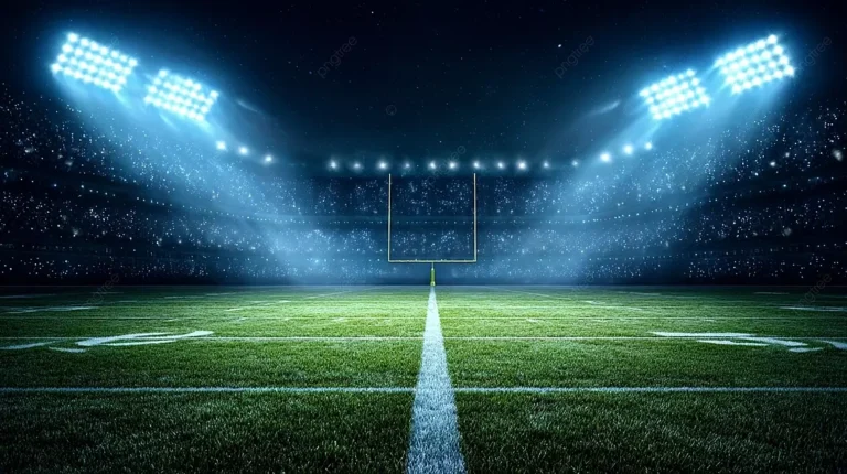 pngtree nighttime football field under blue and white stadium lights image 17906188